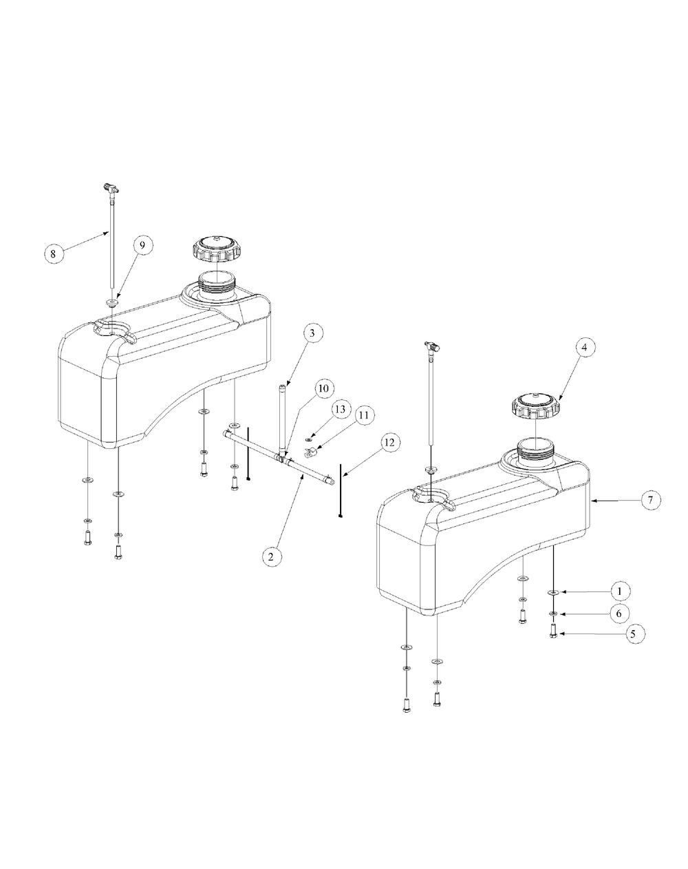 Fuel Tank Assembly Diagram and Parts List for M48-KHS 53AB5B5M150-18-HP Cub Cadet Lawn Tractor